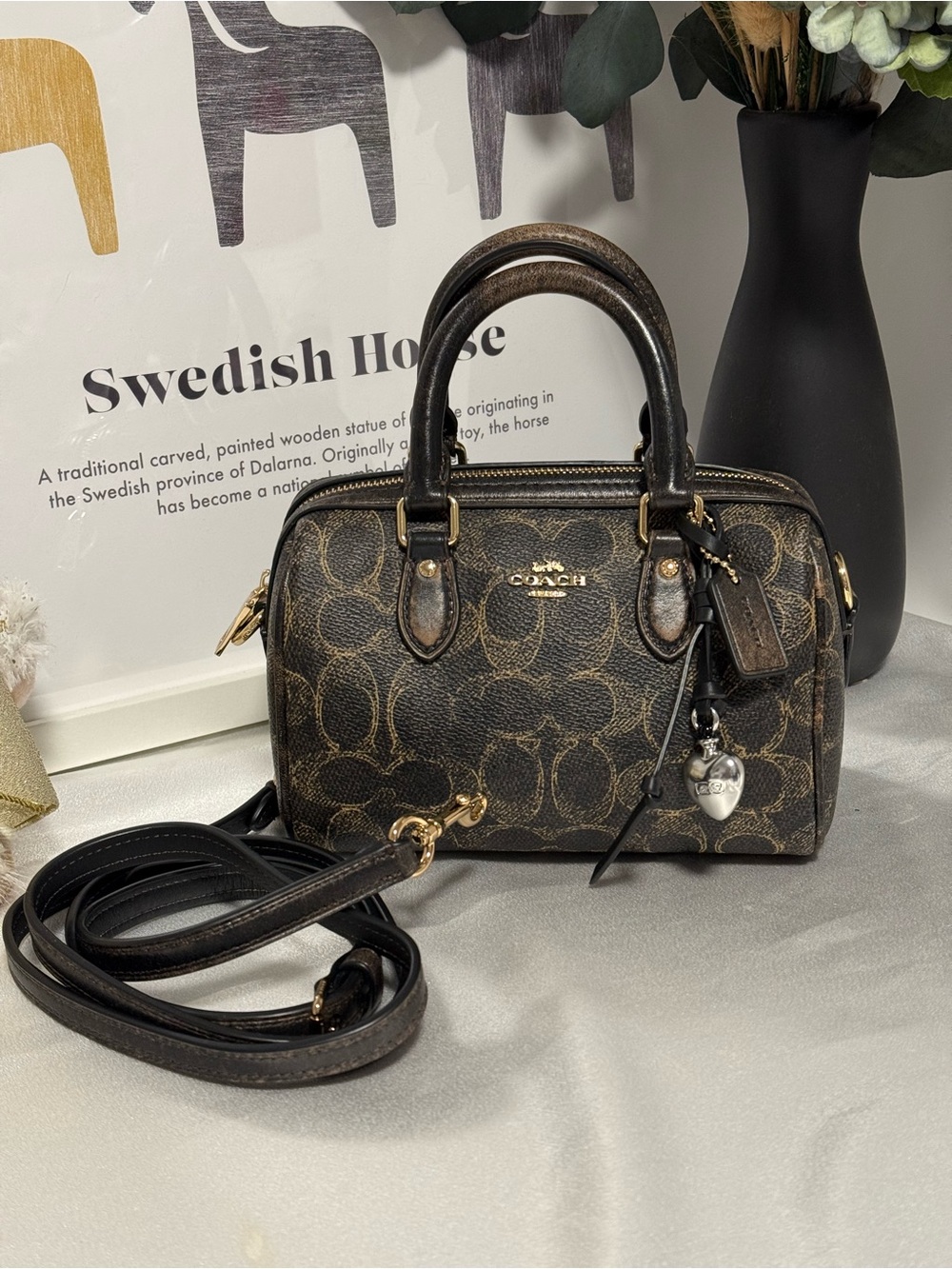 Coach Mini Rowan Crossbody Bag In Loved Signature Canvas With Charms CDY29